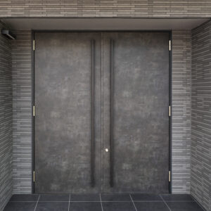 DOUBLE DOOR-NARROW STYLE-6070 -STD PUSH/PULL HANDLE- STD OFFSET PIVOT HING - STD Deadlock w/Cylinder - OPEN FOR 1/4" GLASS-CLEAR